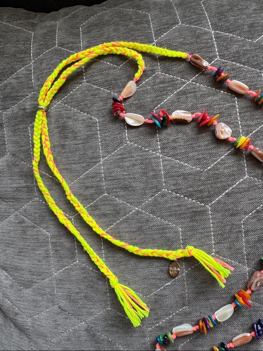 Free People x Ariana Ost At The Market Necklace in Neon Yellow & Pink Combo - Picture 5 of 5